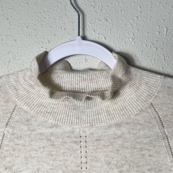 Knyt & Lynk Cream Colored Mock Neck Sweater Double Bell Sleeves Women's Size Med - Picture 5 of 12